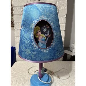 Disney FROZEN Blue & Purple Table Lamp with Die Cut Shade Olaf Anna Elsa 19"T‎